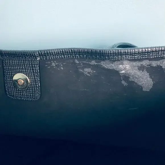 Cole Haan Black Cross Grain Leather Tote Purse - Picture 4 of 9